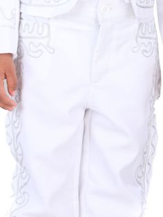 DESCRIPCION: Kid's White/White/Red Embroidered Charro Suit 'El General' ID: 34263 Tipo: Traje Charro Estilo: Bordado Marca: El General Material: 100% Poliester Corrida USA: 4 - 8 Charro Suit, Father Son Shirts, Rodeo Boots, Baby Boots, Suit Style, Biker Boots, White White, Shirt Accessories, Family Shirts