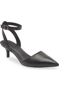 Nordstrom Pearla Kitten Heel Ankle Strap Pump (Women) | Nordstromrack Office Kitten Heels With Deep Heel Cup, Fitted Low Heel Kitten Heels For Work, Office Court Shoes With Low Heel And Heel Strap, Modern Ankle Strap Kitten Heels With Deep Heel Cup, Pointed Toe Kitten Heels With Heel Strap For Office, Formal Kitten Heels With Stacked Heel And Medium Width, Formal Kitten Heels With Stacked Heel Medium Width, Formal Kitten Heels With Heel Strap And Medium Width, Low Heel Court Shoes With Heel Strap For Work