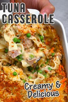 A large dish with tuna casserole. Casserole With Noodles, Soup Cheese, Best Tuna Casserole, Tuna Casserole, One Pot Dishes, Food Combining, One Pan Meals, Egg Noodles, Mushroom Soup