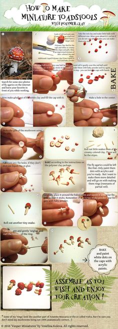 the instructions for how to make miniature mushrooms