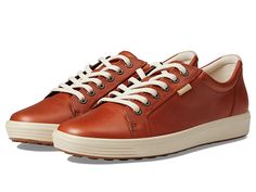 ECCO Soft 7 Sneaker - Women's Lace up casual Shoes : Cognac : Leather sourced from a tannery that achieved a Gold Rating from the Leather Working Group (LWG). Sneakers are big news this season, and these long-lace leather trainers with a contrasting sole take all the essential design elements and combine them into one quality style. The ECCO Comfort Fibre System ensures that your feet stay cool and fresh, and the anatomically accurate design maximises all-day comfort. CUSTOMIZABLE, CUSHIONED SOL Brown Casual Walking Shoes For Everyday, Casual Brown Walking Shoes For Everyday, Casual Brown Leather Walking Shoes, Casual Brown Walking Shoes, Casual Brown Walking Shoes With Removable Insole, Casual Low-top Walking Shoes For Fall, Fall Casual Low-top Walking Shoes, Casual Brown High-top Walking Shoes, Casual Brown Lace-up Walking Shoes