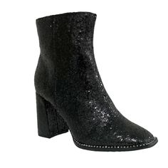 JESSICA SIMPSON SILVYA Heeled Booties Women's Ankle Boots -New with Box -Brand: JESSICA SIMPSON -Color: Black Smooth -Size: 8.5M -Material: Synthetic Chunky Glitter -Heel Height: 3.5 Inch -Shaft Height: 5 Inch -Shaft Circumference: 11.5 Inch -Imitation Pearl Trim at Welt -Square Toe -Block Heel -Side Zipper Closure -Made in China Evening Ankle Booties For Fall, Ankle-high Boots For Night Out In Winter, Ankle-high Boots For Winter Night Out, Fall Evening Ankle Booties, Glamorous Ankle-high Boots For Fall, Winter Party Booties With Pointed Toe, Party Mid-calf Boots With Stacked Heel, Fall Party Mid-calf Boots With Reinforced Heel, High Heel Booties For Night Out In Fall