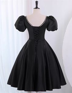 Product Information:Dress Number: CG4RMaterial: SatinSilhouette: A-lineColor: BlackHemline: Knee LengthBack Detail: Lace-upNormal Order Delivery time:Tailoring Time: 2-3 weeksShipping time: 3-5 working daysFor normal order, you can receive your order in 3-4 weeks.Rush Order:Rush order service is available. For rush order, you can receive your order in 14 working days.Custom Size:We offer free custom size service. Please leave us the following measurements according to the measuring guide:Bust: _ Short Sleeves Prom Dress, Short Sleeve Prom Dresses, Black Prom Dress Short, Party Dress Black, Beaded Party Dress, Floral Dress Formal, Black Homecoming Dress, Satin Noir, Floor Length Prom Dresses