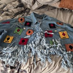 Handmade African Denim Jacket Multicolor Denim Outerwear With Patches, Multicolor Denim Jacket For Fall, Fall Multicolor Denim Jacket, Trendy Blue Outerwear With Patches, Blue Cotton Cropped Jacket For Winter, Blue Cotton Cropped Winter Jacket, Fall Denim Outerwear With Patches, Blue Spring Outerwear With Patches, Blue Denim Cropped Jacket For Fall