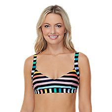 Colorful stripes add spice to your summer look in the Raisins Rumor Has It Beach Life Bra for Ladies. Crafted from 82% nylon/18% spandex, this women's Raisins bra features removable soft cups and adjustable back ties for a customized fit. Imported.Manufacturer style #: G710433.   82% nylon/18% spandex   Removable soft cups  Adjustable back ties Black Ash, Rumor Has It, Soft Cup, Summer Look, Good Brands, Beach Life, Raisin, Summer Looks, Outdoor Gear