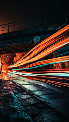 long exposure photograph of light streaks on the road