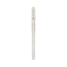 a white pen on a white background with the tip pointing up to its left side