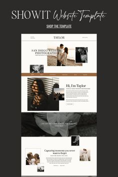 the website design for showit westside template is shown in three different colors and sizes