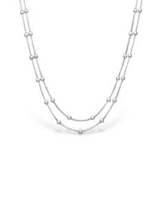 adoré 925 Sterling Silver Ball Layered Necklace: Adjustable 45-50 cm Classic Silver Chain Necklace With Satellite Chain, White Gold Sterling Silver Necklaces With Satellite Chain, Silver Necklace With Satellite Chain, Classic Sterling Silver Double Chain Necklace, White Gold Sterling Silver Necklace With Satellite Chain, Sterling Silver Satellite Chain Necklace For Anniversary, Classic Silver Necklace With Double Chain, Classic Double Strand Clavicle Chain Necklace, Classic Silver Double Strand Necklace