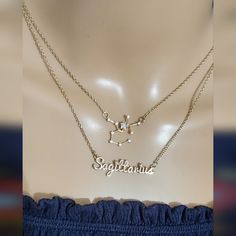 Gold Tone Sagittarious Double Chain Necklace Sagittarius Jewelry, Sagittarius Necklace, Necklace Aesthetic, Zodiac Signs Sagittarius, Double Chain Necklace, Double Chain, Gold Tone Necklace, Necklace Jewelry, Necklace Gold