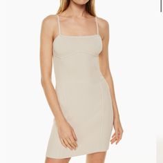 Nwt Aritzia Babaton Property Sculpt Knit Dress M Matte Pearl Beige Fitted Dress With Straight Neckline, Beige Fitted Ribbed Dress, Fitted Beige Ribbed Dress, Fitted Ribbed Beige Dress, Fitted Beige Mini Dress For Daywear, Fitted Ribbed Midi Dress For Daywear, Ribbed Dresses For Daywear, Fitted Sheath Mini Dress For Daywear, Daywear Bodycon Mini Dress