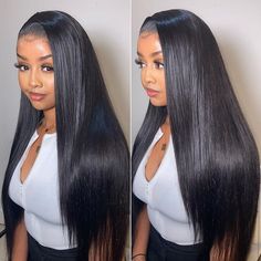 360 Lace Frontal Wigs Straight Human Hair Wig For Women 180 Density | Recool Hair Straight Human Hair Bundles, Brazilian Straight Human Hair, Brazilian Hair Wigs, Human Hair Color, Front Hair Styles, Human Virgin Hair, Straight Lace Front Wigs, Body Wave Hair, Peruvian Hair