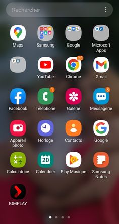 the icons are all different colors and sizes on this phone screen, but there is no image to describe