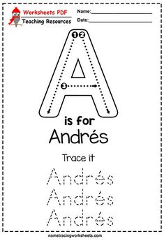 the worksheet is for andress trace it with an abcs - s