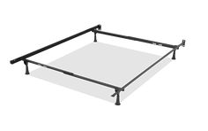 a metal bed frame with two legs on the bottom and one foot in the middle