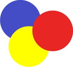 two circles with one red and the other yellow are overlapping in different directions on a white background