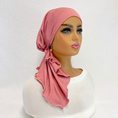 Lightweight Beanie Hat, Casual One-size Turban For The Beach, Casual One-size Turban For Beach, Spring Headscarf One Size Fits Most, Adjustable Pink Headwrap For Spring, Adjustable Casual Headscarf For Beach, Pink Adjustable Headwrap For Spring, Summer Stretch Turban, One Size Pink Casual Bonnet