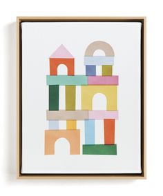 This children's wall art piece is a modern, colorful, abstracted take on traditional baby blocks. The stacked blocks feature a cheerful color palette with a subtle texture. It's the perfect way to brighten up a wall in a nursery, toddler bedroom, or playroom. Stacked Blocks, Baby Color, Toddler Bedroom, Childrens Wall Art, Baby Blocks, Color Painting, Baby Colors, Nursery Art Prints, Subtle Textures