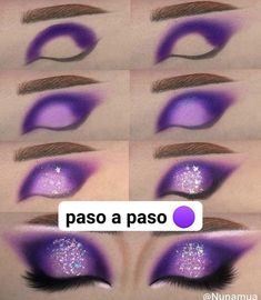 Purple Makeup Step By Step, Crazy Eye Makeup Tutorial, Purple Homecoming Makeup Looks, Purple Face Paint Ideas, Purple Halloween Eye Makeup, Purple And Black Makeup Looks, Purple Eyeshadow Looks Step By Step, Fairy Makeup Purple, Purple Eye Shadow Looks