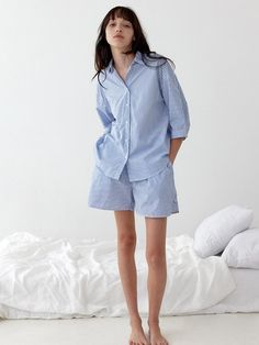 This is a trendy and feminine pajama set by KOZNOK that is made out of high quality and sturdy material. With distinctive mood of the design and comfortable wear, you can style it for your daily homewear.- Cotton shirting fabric for comfortable wear- Set up of top and pants- Unbalanced length on front and back- Elastic waistband with string Comfortable Relaxed Fit Pajama Party Sets, Spring Lounging Sets With Relaxed Fit, Casual Relaxed Fit Bedtime Set, Spring Sleepwear With Relaxed Fit For Bedtime, Relaxed Fit Sleepwear For Spring Bedtime, Comfortable Relaxed Fit Sleep Set, Relaxed Fit Spring Sleepwear For Bedtime, Relaxed Fit Comfortable Sleep Set, Relaxed Fit Pajama Shorts For Lounging