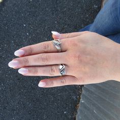 "Woman's Sterling silver Northwest Native ring with Orca Whale wrapped band. 925 silver. Measures approx. 13mm width from top fin to mouth (approx. 1/2\") Made in Mount Vernon, WA USA. Thanks for visiting!" Unique Sterling Silver Butterfly Promise Ring, Nickel-free Nature-inspired Anniversary Ring, Unique Hypoallergenic Sterling Silver Rings, Nature-inspired Nickel Free Anniversary Ring, Sterling Silver Butterfly Ring Fine Jewelry, Nature-inspired Sterling Silver Rings With Polished Finish, Silver Symbolic Stackable Rings, Symbolic Silver Stackable Rings, Nature-inspired Silver Promise Ring