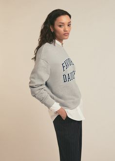 Give it the old college try with our oversized collegiate sweatshirt. With the drop shoulder and relaxed fit, this collegiate classic will go to the head of the class (and your closet).75% Cotton, 25% Polyester Lameka is 5'9.5" wearing size small. Collegiate Sweatshirt, Closet Fabric, Favorite Daughter, Ag Jeans, The Drop, Mother Denim, The Class, The Head, Vintage Sweatshirt