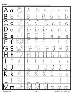 the alphabet worksheet for children to learn how to write and draw letters with numbers