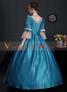 Renaissance Rococo Blue Maire Antoinette Victorian Dress     Condition: Brand New   Color:Blue   Material: This dress made of High Quality taffeta, soft,smooth and comfortable to wear   Sleeve Length: Short Sleeve   Dresses Length:Floor-Length   Neckline: amp;nbsp; Square Collar   Decoration: Ruffles + Lace + Flower   Package Includes: One Dress(The Hat not includes)     The length of skirt about 45 inches (114 cm) long from waist to hem regardless of size. This dress is pictured with a 6-hoop s Blue Rococo Dresses For Costume Party, Blue Rococo Style Costume Dress, Blue Rococo Costume Dress, Fitted Blue Floor-length Victorian Dress, Fitted Floor-length Blue Victorian Dress, Blue Floor-length Victorian Wedding Dress, Blue Fitted Medieval Dress For Cosplay, Blue Historical Costume Party Dress, Blue Historical Dress For Costume Party