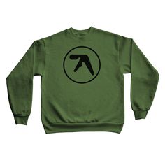 screen printed by hand on 8oz 50% poly 50% cotton heavyweight sweatshirt. Green Hip Hop Crew Neck Sweatshirt, Band Logo Crew Neck Sweatshirt For Streetwear, Streetwear Crew Neck Sweatshirt With Band Logo, Richard D James, Logo Y2k, Aphex Twin, Twins, Dj, Art Collection