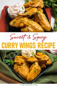 sweet and spicy curry wings recipe on a plate