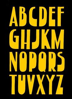 the letters are yellow and black on a black background, which is also in different font styles