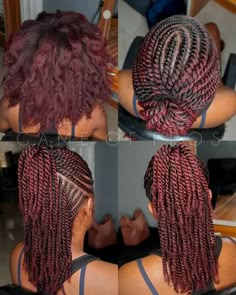 Burgundy Natural Hair, Protective Natural Hairstyles, Flat Twist Styles, Flat Twists, Flat Twist Hairstyles, Short Box Braids Hairstyles, Two Strand Twists, Natural Hair Stylists, Protective Hairstyles For Natural Hair