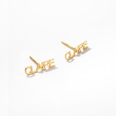 Add a touch of personal elegance to your style with our Custom Name Stud Earrings in 14K Solid Gold. Perfect for women seeking personalized earrings, these 14K Gold Custom Jewelry pieces make exquisite birthday gifts. Celebrate your unique identity or gift a loved one with this timeless piece, ensuring your name shines as brightly as the high-quality gold used in its creation. 14k solid gold handcrafted necklace 100% ethical sourced jewelry Material: 14k Solid Gold Earring Height: 4 mm / 0.15 in Personalized Earrings, Solid Gold Earrings, 14k Gold Necklace, Birthstone Bracelets, Initial Bracelet, Birthstone Earring, Handcrafted Necklace, Personalized Bracelets, Gold Earring