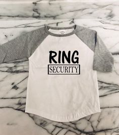 Excited to share this item from my #etsy shop: Ring Security Toddler Baseball Tee Shirt, Ring Bearer Shirt, Wedding Tee Shirt, Ring Bearer Gift, Custom Baseball Tee, Wedding Party Gift #weddings #white #weddingshirt #weddingpartygift #ringbearer #ringsecurityshirt #ringsecurity #ringbearergift #ringbearershirt Ring Bearer Gift, Baseball Tee Shirts, Interlocking Ring, Flower Engagement Ring, Wedding Party Gift