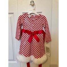 Nwt Bonnie Jean Cute Holiday Dress In Red And White Candy Cane Strips With White Faux Fur Trim Size 2t Offers Accepted Fast Shipping Smoke/Pet Free Home Bundle & Save Toddler Formal Dresses, Blue Velvet Top, Green Polka Dot Dress, Girls Sundress, Girls Holiday, Girls Formal Dresses, Bonnie Jean, White Candy, Holiday Red