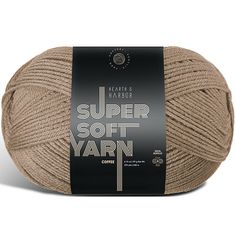 yarn ball with the words super soft yarn written on it in black and white lettering