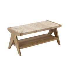 a wooden coffee table with a shelf underneath it on a white background for display purposes