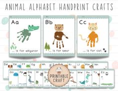 the animal alphabet handprint crafts are available for children to use on their own walls