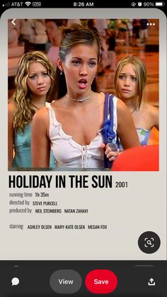 an advertisement for the movie holiday in the sun, featuring two young women with their mouths open