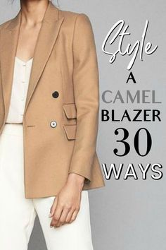 Toffee Blazer Outfit, Bronze Blazer Outfit, Cream Blazer Work Outfit, Fall Blazer Outfits For Women Work, Styling Brown Blazer, Beige Suit Jacket Outfits For Women, Fall Blazers For Women, Sand Blazer Outfit Woman, Tan Blazer Outfits Women Classy