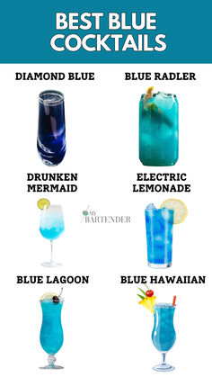 Blue Cocktails Blue Mix Drinks Alcoholic, Drinks Using Blue Curacao, Navy Blue Drinks, Simple Blue Cocktails, Blue Acholol Punch, Good Alcoholic Drinks Easy, Turquoise Drinks Cocktails, Blue Gin Cocktail Recipes