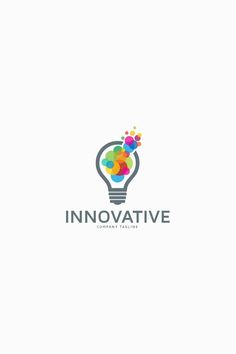 the logo for innovative company is shown in this image, it looks like a light bulb with