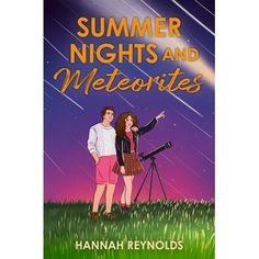 the book cover for summer nights and meteors