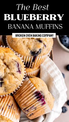 the best blueberry banana muffins on a plate