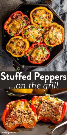 stuffed peppers are on the grill and ready to be eaten