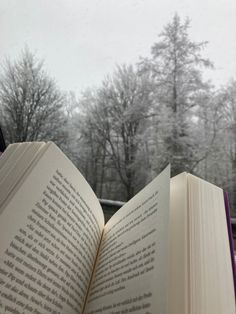 a book infront of a snowy forest. Instant Tan, The Script, Winter Aesthetic, Video Editor, Serum, Trees, Internet