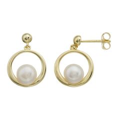 Add some class to your jewelry collection with these gold plated earrings. Adorned with beautiful freshwater pearls, these earrings add a unique and sophisticated touch to any outfit. Click on this JEWELRY & WATCHES GUIDE to learn about fit, styles, materials and more! Add some class to your jewelry collection with these gold plated earrings. Adorned with beautiful freshwater pearls, these earrings add a unique and sophisticated touch to any outfit. Click on this JEWELRY & WATCHES GUIDE to learn Yellow Gold Sterling Silver Earrings With Pearl Charm, Yellow Gold Plated Pearl Earrings With Charm, Evening Yellow Gold Pearl Earrings With Pearl Charm, 14k Yellow Gold-filled Round Pearl Earrings, 14k Gold-filled Round Pearl Earrings With Charm, Gold Plated Earrings, Fresh Water, Gold Metal, Freshwater Pearls