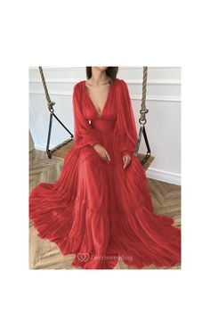 Sexy V-neck Puff Long Sleeve Chiffon Layered Empire Dress - Dorris Wedding Maid Of Honour Dresses, Empire Dress, Puff Long Sleeves, Chiffon Long Sleeve, Elegant Wedding Dress, Maid Of Honor, Dresses Online, Wedding Flowers, Chiffon