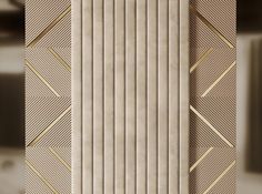 an art deco wall with gold lines on it