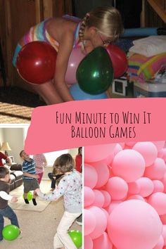 kids playing and having fun with balloons in the living room